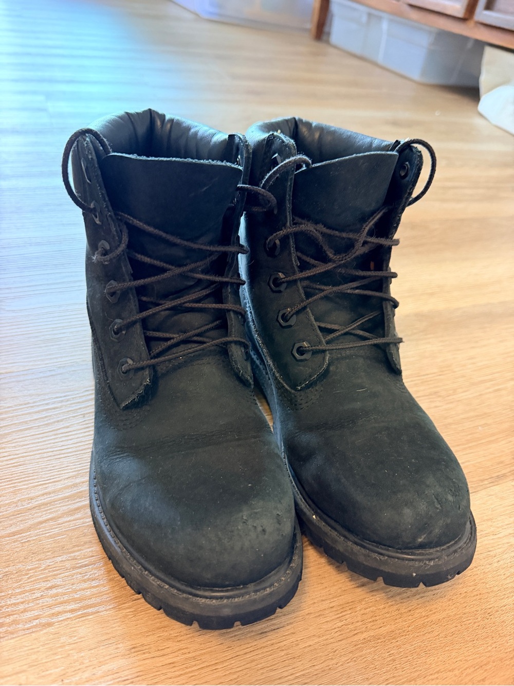 Women's Black Lace-Up Work Boots